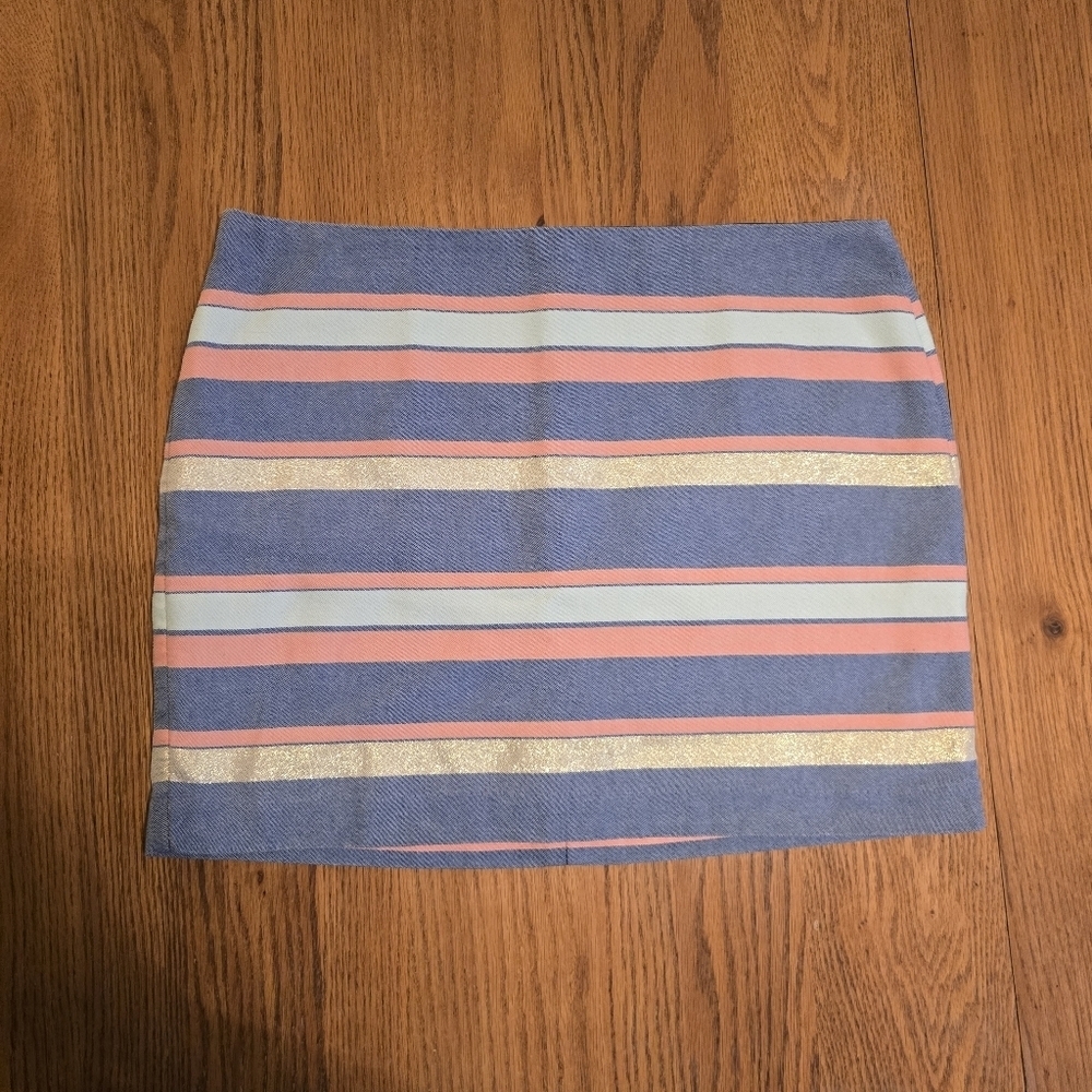 Gap Lined Mini Skirt Size 4 Blue Gold Salmon PIMink Color